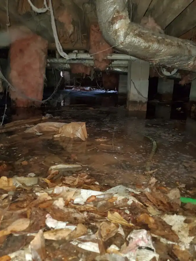 Crawl space flood assessment for Commercial Water Damage Restoration in La Follette